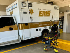 An ambulance and a stretcher.